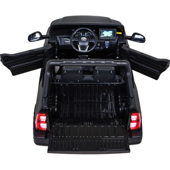 Toyota Hilux na akumulator dla dzieci Czarny + Napęd 4x4 + Pilot + 2 bagażniki + Radio MP3 + LED
