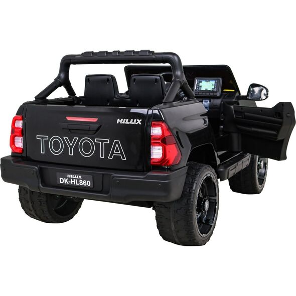 Toyota Hilux na akumulator dla dzieci Czarny + Napęd 4x4 + Pilot + 2 bagażniki + Radio MP3 + LED