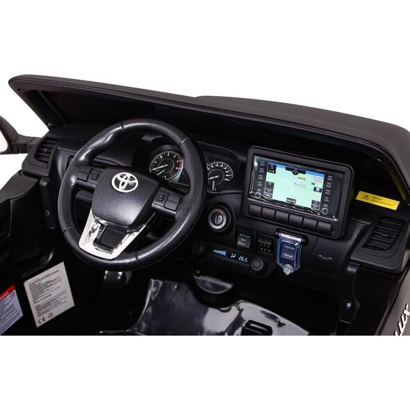 Toyota Hilux na akumulator dla dzieci Czarny + Napęd 4x4 + Pilot + 2 bagażniki + Radio MP3 + LED