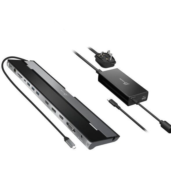 j5create JCD543P-FN stacja dokująca Przewodowa USB 3.2 Gen 1 (3.1 Gen 1) Type-C Czarny, Srebrny