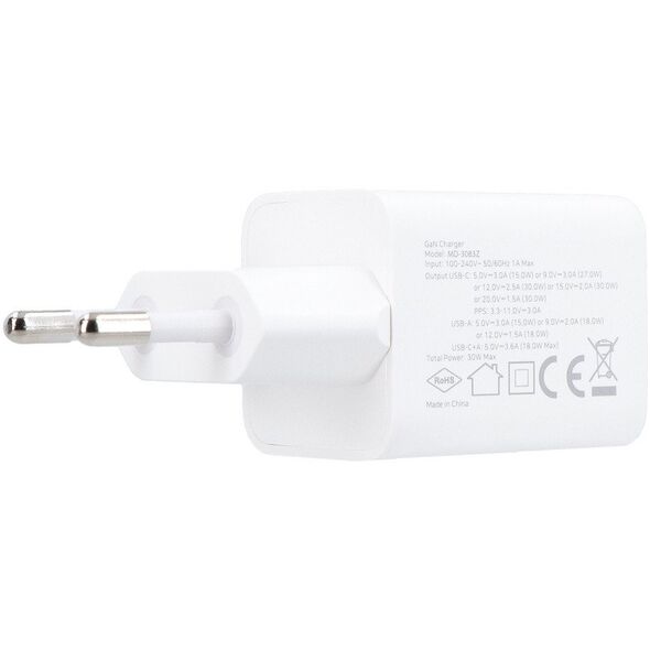 Ładowarka sieciowa GaN 30W USB-A USB-C QC PD Encore Energy MD-3083Z standard