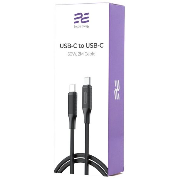 Kabel Encore Energy 2x USB-C przewód PD USB do ładowania i transferu danych 200cm 60W MD-60CC2B standard