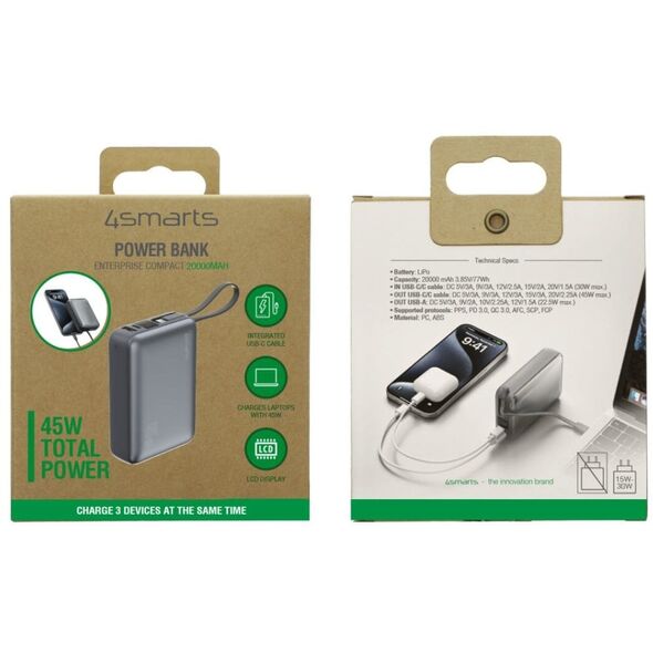 4smarts Powerbank Enterprise Compact 20000mAh 45W, spacegrau