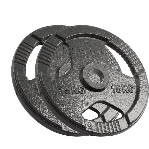 Obciążenie żeliwne olimpijskie zestaw 2x15kg, otwór 51mm, talerz z uchwytami, REBEL ACTIVE