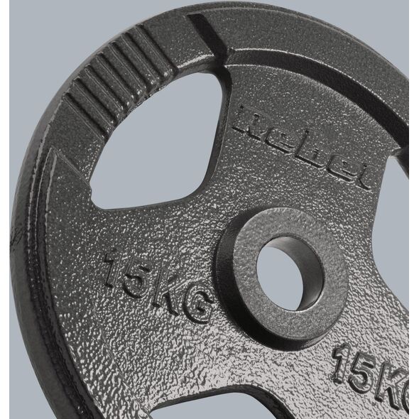 Obciążenie żeliwne olimpijskie zestaw 2x15kg, otwór 51mm, talerz z uchwytami, REBEL ACTIVE