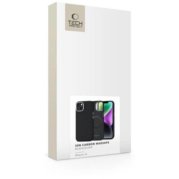 TECH-PROTECT ION CARBON MAGSAFE IPHONE 14 BLACK/SILVER