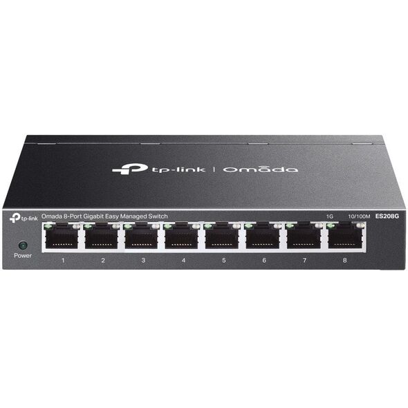 TP-Link Omada ES208G łącza sieciowe Zarządzany L2 Gigabit Ethernet (10/100/1000) Czarny
