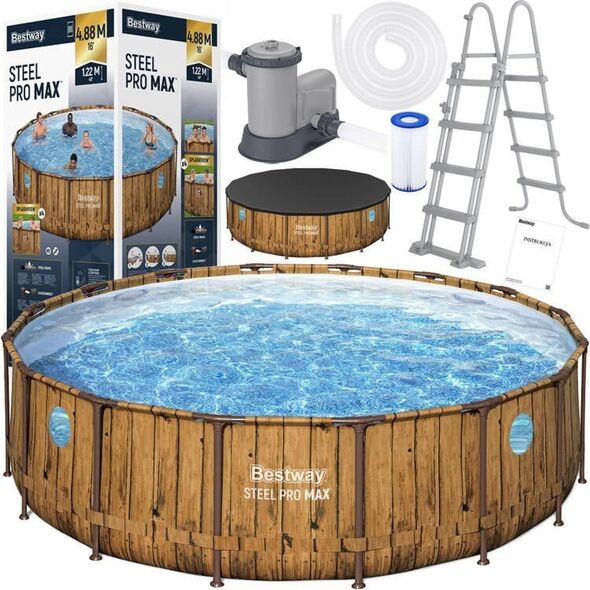 Bestway Basen stelażowy drewno 488x122 11w1 56725 EDUKAMP