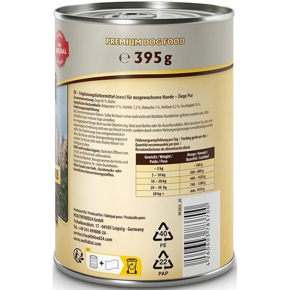 WOLFSBLUT DOG 395g puszka GREY PEAK        koza, bataty