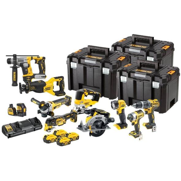 DEWALT ZESTAW COMBO 18V DCK1012P4T (DCD796, DCF887, DCS565, DCS382, DCS356, DCS334, DCH172, DCG405, DCE088NG18, DCL040) 4x5,0Ah 3xTSTAK