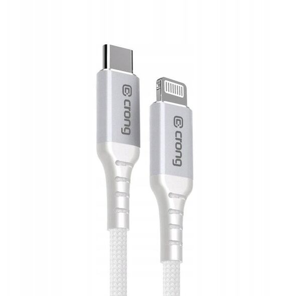 Kabel Crong USB-C Lightning Armor Link Fast Charging MFi Oplot Biały 150cm