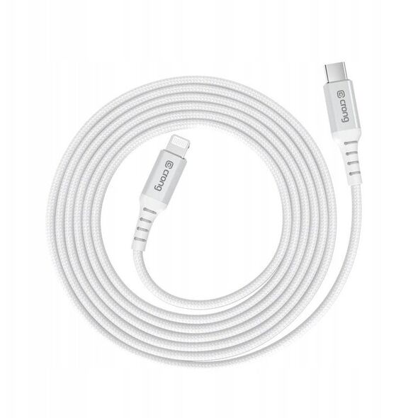 Kabel Crong USB-C Lightning Armor Link Fast Charging MFi Oplot Biały 150cm