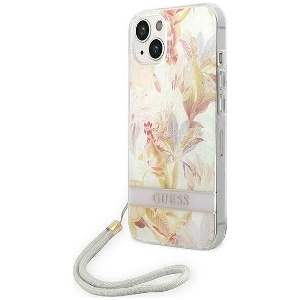Guess Etui Guess do iPhone 14 Plus 6,7" fioletowy/purple hardcase Flower Strap