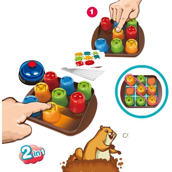 Gra Zręcznościowa 2w1 Mole Maze Szybkie Kubeczki Kółko i Krzyżyk