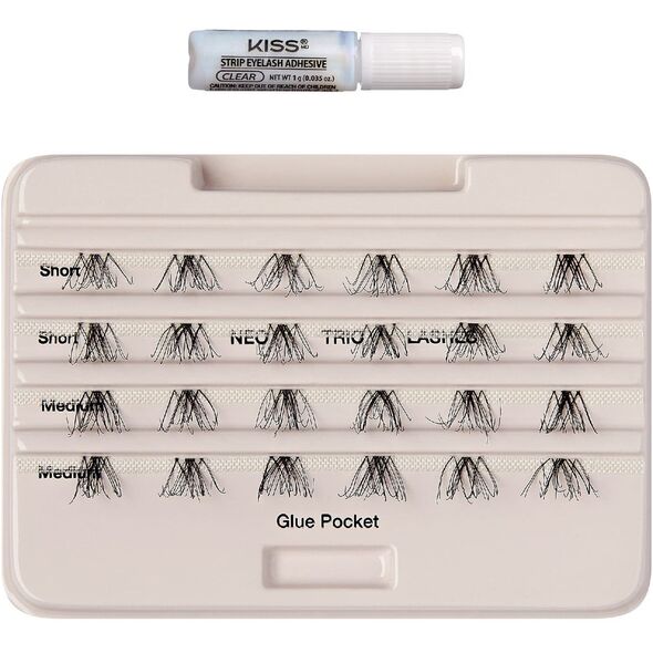 KISS Sztuczne Rzęsy kępki The New Natural - Neo Trio Lashes + klej 1g
