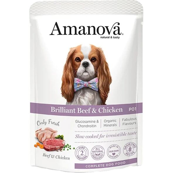 Amanova Dog Adult Brilliant Beef & Chicken - wołowina i kurczak saszetka 100g [P01]
