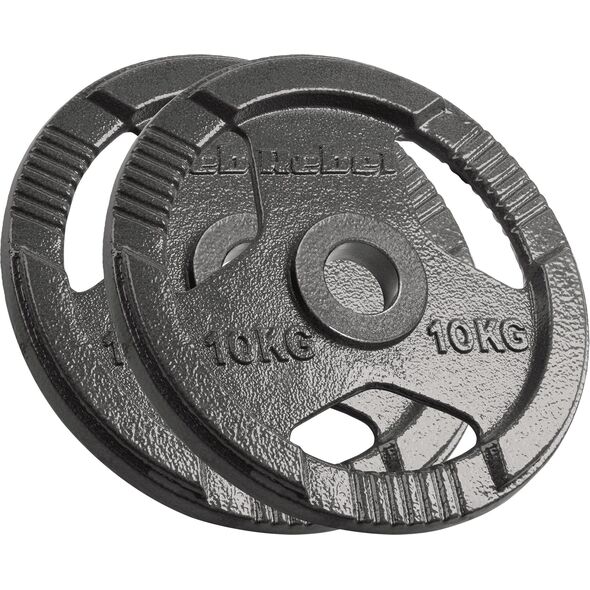 Obciążenie żeliwne olimpijskie zestaw 2x10kg, otwór 51mm, talerz z uchwytami, REBEL ACTIVE