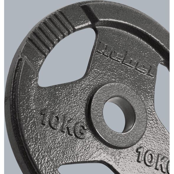 Obciążenie żeliwne olimpijskie zestaw 2x10kg, otwór 51mm, talerz z uchwytami, REBEL ACTIVE
