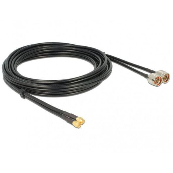 DeLOCK 89467 kabel koncentryczny RG-58 5 m 2 x N plug 2 x SMA plug Czarny