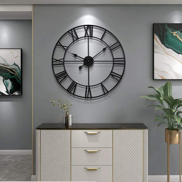 Deco4Home Zegar ścienny metalowy 47cm czarny Deco4Home