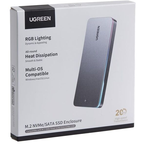 Obudowa dysku SSD UGREEN CM777, NVMe/SATA, 20Gbps, USB-C