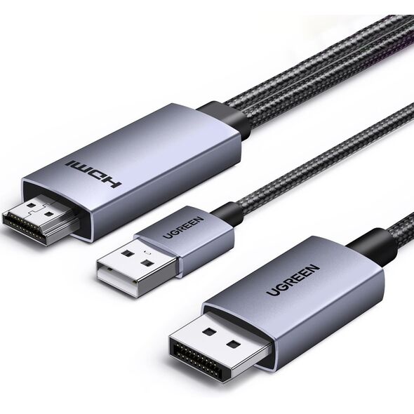 Καλώδιο UGREEN DisplayPort / HDMI HD169 4K 60Hz 2m (μαύρο)