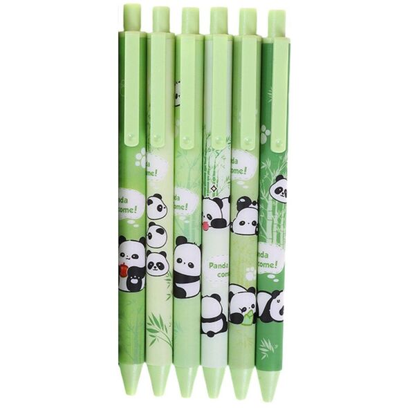 Zestaw Długopisów Panda Bambus Zielone Czarny Tusz 0,5mm 6szt LEAN