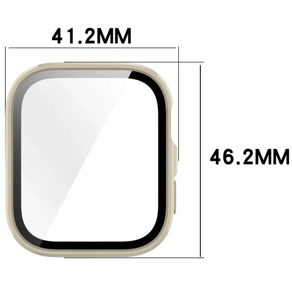 Etui ze szkłem do zegarka Bizon Case+Glass Watch do Huawei Watch Fit 4 beżowe