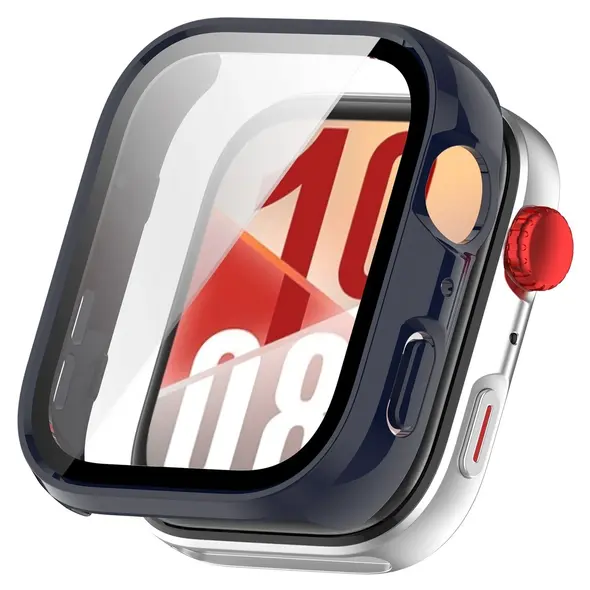 Etui ze szkłem do zegarka Bizon Case+Glass Watch do Huawei Watch Fit 4 niebieskie