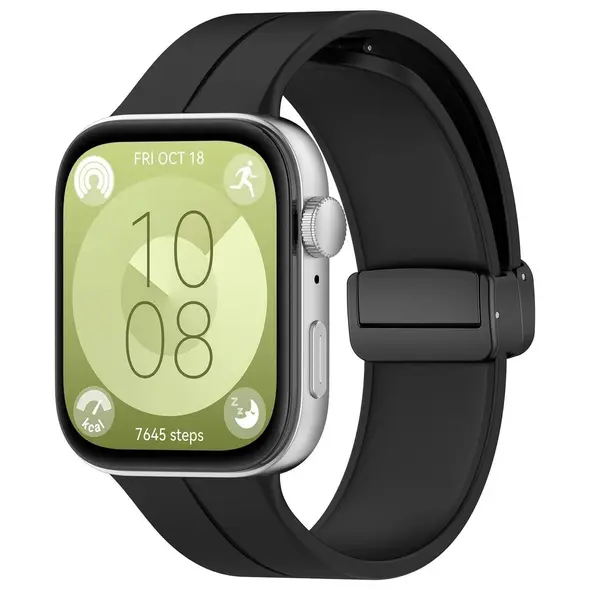 Silikonowy pasek Bizon Strap Watch Silicone L do Huawei Watch Fit 4 Pro / Fit 4 / Fit 3 czarny
