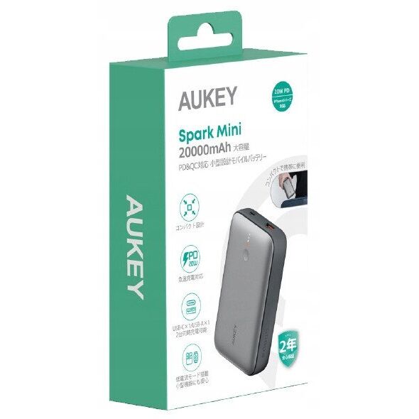 Φορητός φορτιστής Aukey Spark Mini 20000mAh 20W USB-C/USB-A λευκό