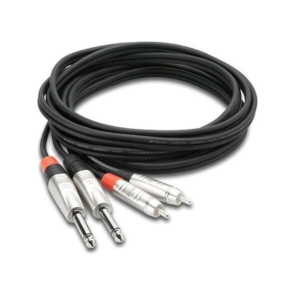 Kabel Hosa Jack 6.3 mm x2 - RCA (Cinch) x2 3.05m srebrny (HPR-010X2)