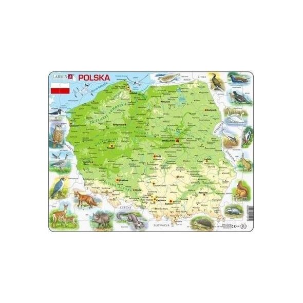 Larsen Układanka Mapa Polska fizyczna zwierzęta Maxi