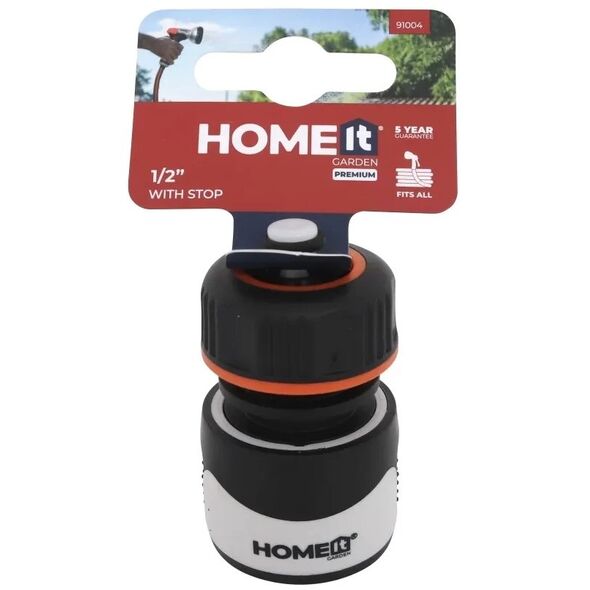 Σύνδεσμος λάστιχου κήπου HOME It Premium με στοπ 1/2’