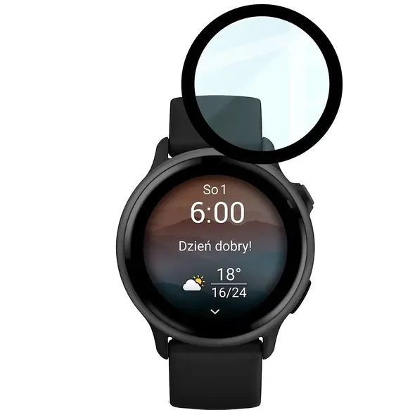 Szkło hybrydowe Bizon Glass Watch Edge Hybrid dla Garmin Vivoactive 6 czarne