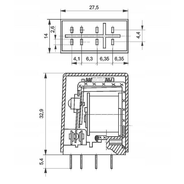 Βιομηχανικό ρελέ 2P 5A 24V DC R2M-2012-23-1024 617171 Relpol.