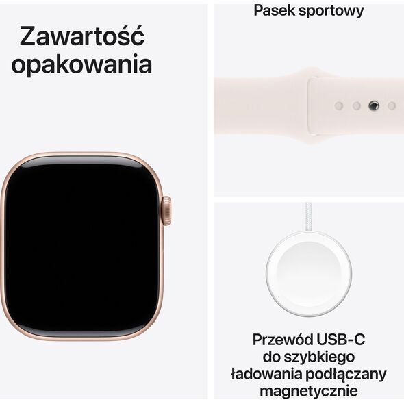 Smartwatch Apple Watch 10 GPS 42mm Rose Gold Alu S/M Różowy (MWWH3)