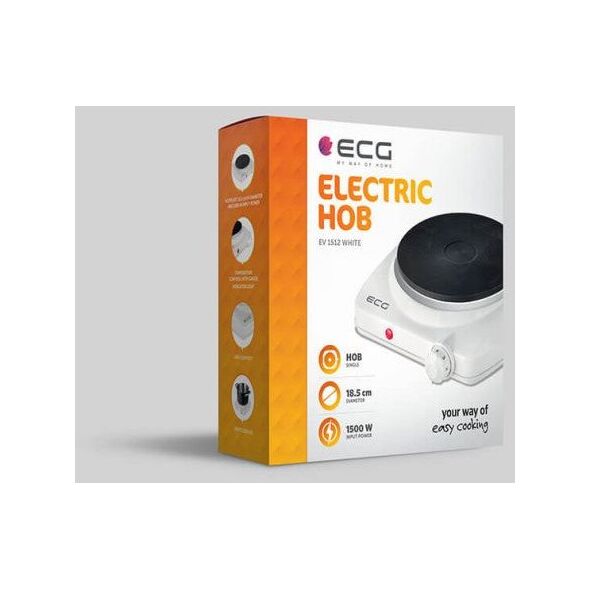 Ηλεκτρική εστία πάγκου ECG EV 1512, λευκή, 1 καυστήρας.