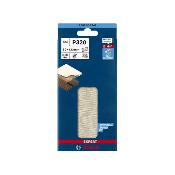 Bosch Bosch Expert M480 φύλλο λείανσης πλέγματος 80 x 133mm, K320 (10 τεμάχια, για τριβείο δονητικό)