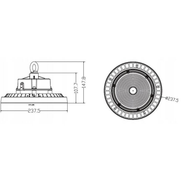 Φωτιστικό High-Bay Slim Light Design UFO LED 100W 4000K 16000LM 90° 1-10 DIM IP66 IK10 μαύρο