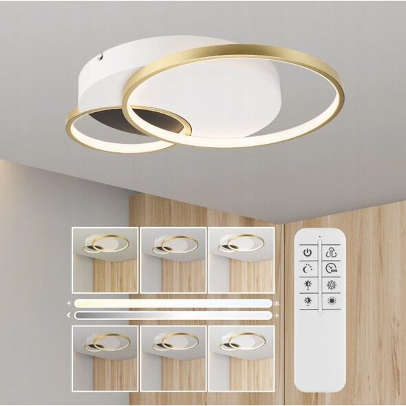 Lamkur Benito 50973 πλαφονιέρα λάμπα οροφής 31W LED 3000-6500K 4400 lm λευκό/χρυσό