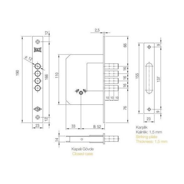 ΚΛΕΙΔΑΡΙΑ MORTISE KALE 189/4MF 5 ΚΛΕΙΔΙΑ