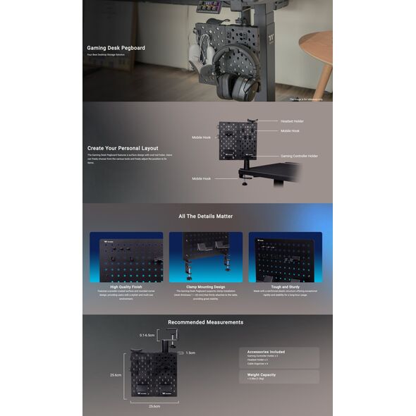 Γραφείο Gaming Thermaltake Pegboard Small Μαύρο
