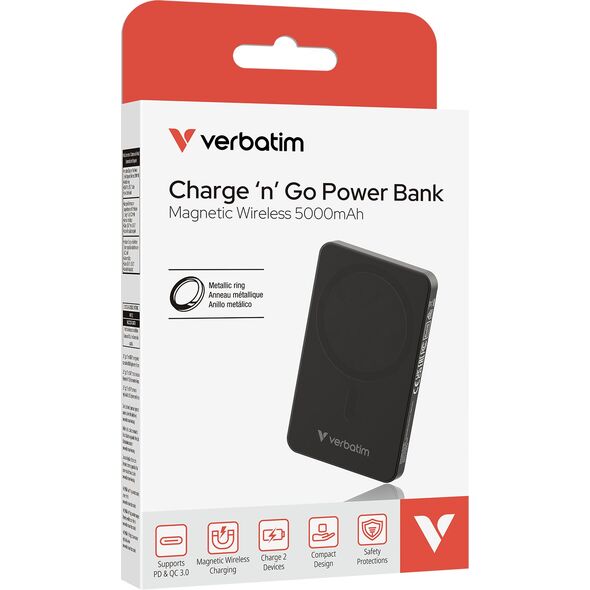 Verbatim Essential Power Bank μαγνητική ασύρματη 5000mAh μαύρη 32225