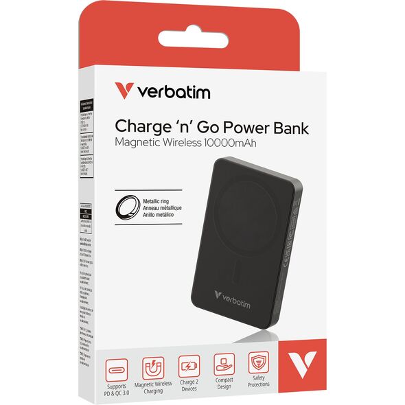 Verbatim Essential Power Bank μαγνητικός ασύρματος 10000mAh μαύρο 32227