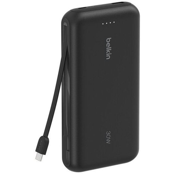 Φορητός φορτιστής Belkin 20.000mAh μαύρο 30W με ενσωματωμένο καλώδιο USB-C BPB024hqBK