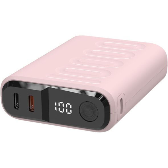 Φορητός φορτιστής RealPower PB-10000C PD+ με 3xType-C, Ροζ