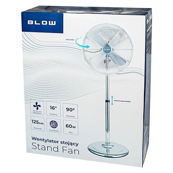 44-655# Ανεμιστήρας δαπέδου 16" 60w ασημί μεταλλικός