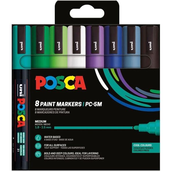 POSCA PC-5M 8τμχ Ψυχρά Χρώματα