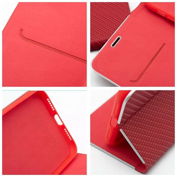 Θήκη LUNA Book Carbon για XIAOMI Redmi 14C κόκκινο